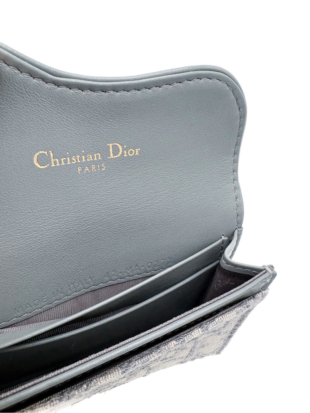 Christian Dior 2022 Saddle Bloom Card Holder Grey Oblique Jacquard - Picture 3 of 6